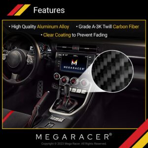 Mega Racer Black Carbon Fiber Shift Knob - Metal Threaded Adapter, Buttonless Automatic, 4 5 6 Speed Manual Transmission, JDM Car Accessories, 1 Pack