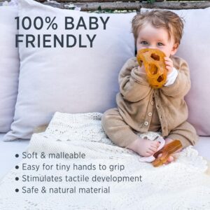 HEVEA Star Activity Ball Toy Made from 100% Upcycled Natural Rubber - Soft and Easy to Hold Baby Ball for Ages +4 Months - Plant Based, Plastic-Free, BPA-Free (Mint)