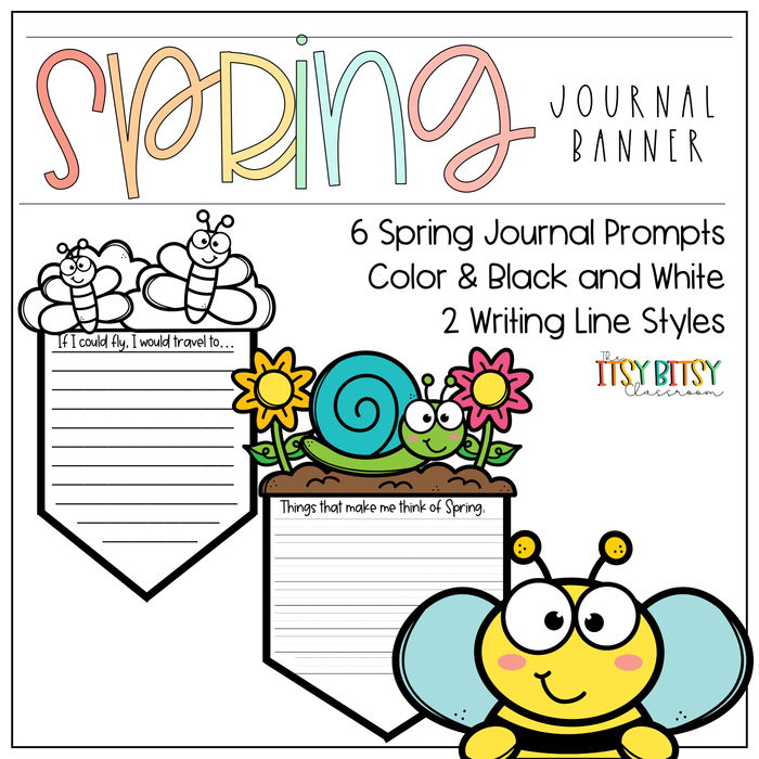 Spring Journal Writing Prompt Banner - Writing Crafts - Literacy Centers