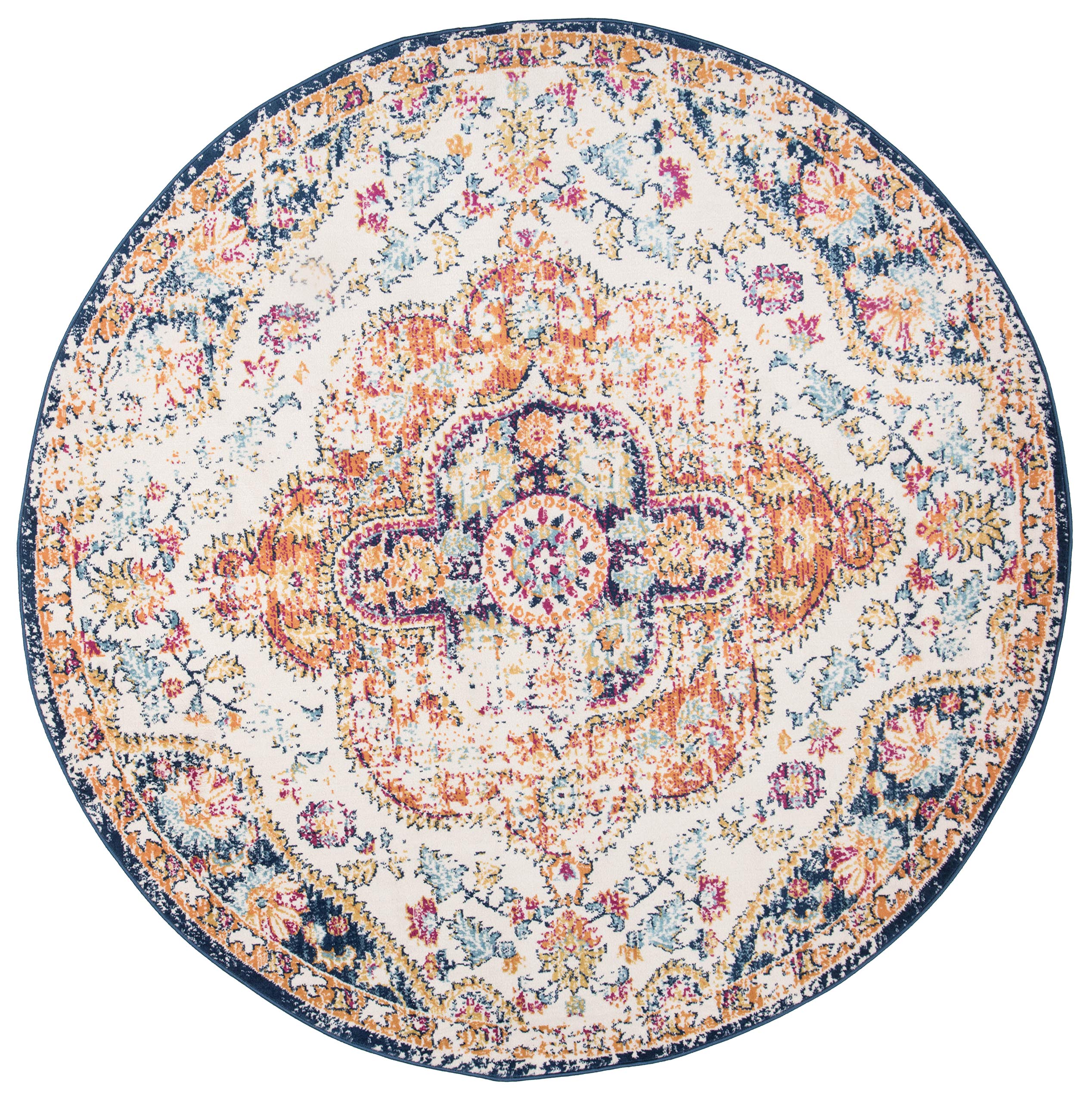 Rugshop Vintage Distressed Bohemian Round Rug 6' 6" (6' 6" Diameter) Multi