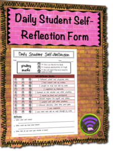 daily student behavior self reflection tracker form template