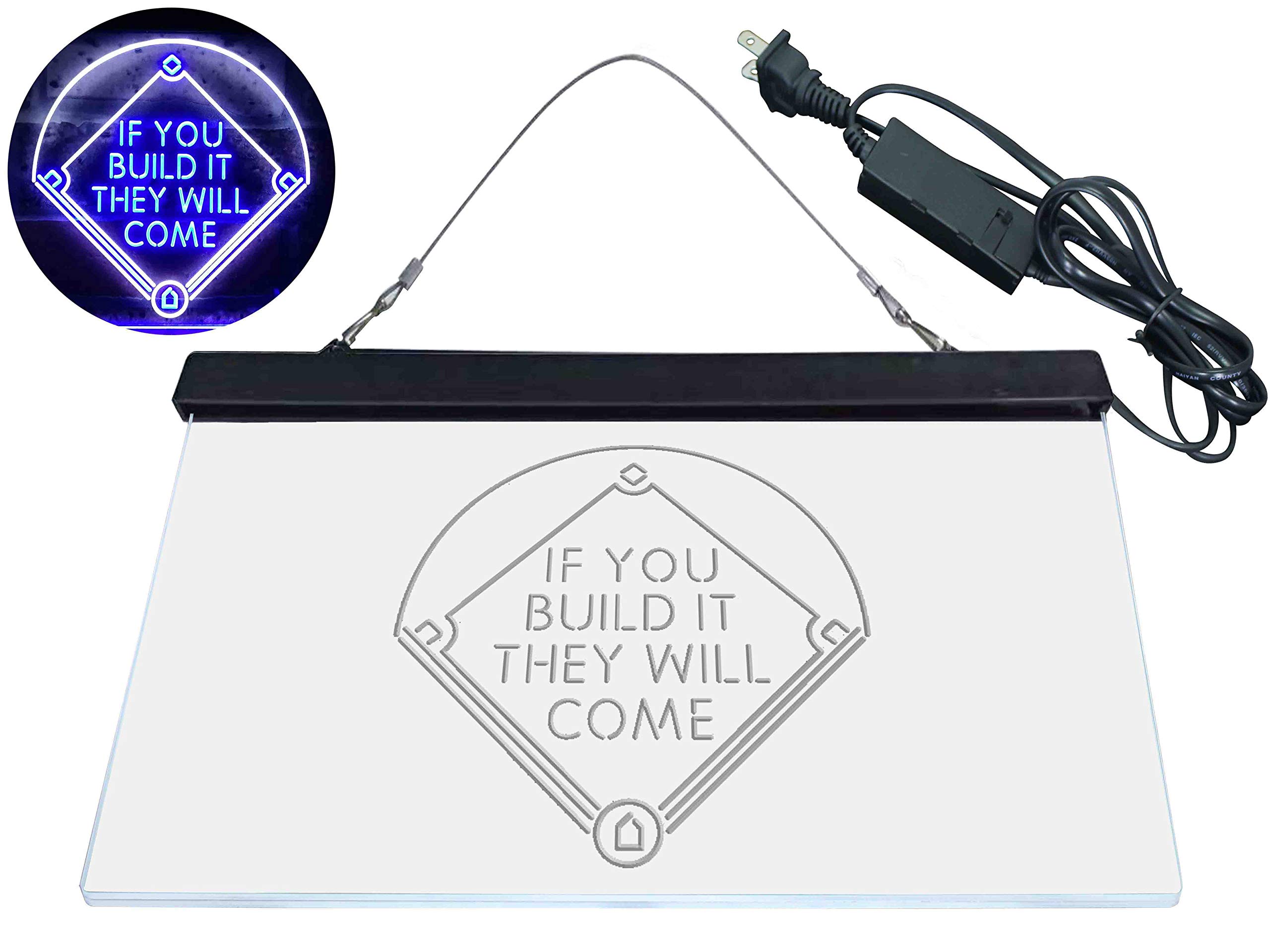 ADVPRO If You Build it They Will Come Baseball Court Dual Color LED Neon Sign White & Blue 16 x 12 Inches st6s43-i3747-wb