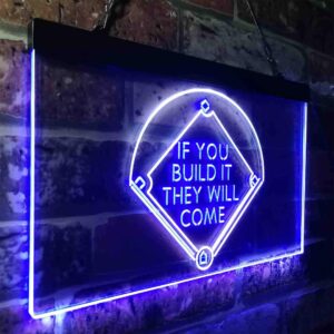 ADVPRO If You Build it They Will Come Baseball Court Dual Color LED Neon Sign White & Blue 16 x 12 Inches st6s43-i3747-wb