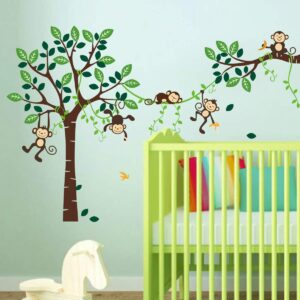 decalmile monkey climbing tree wall decals jungle animal kids wall stickers baby nursery children bedroom playroom wall decor