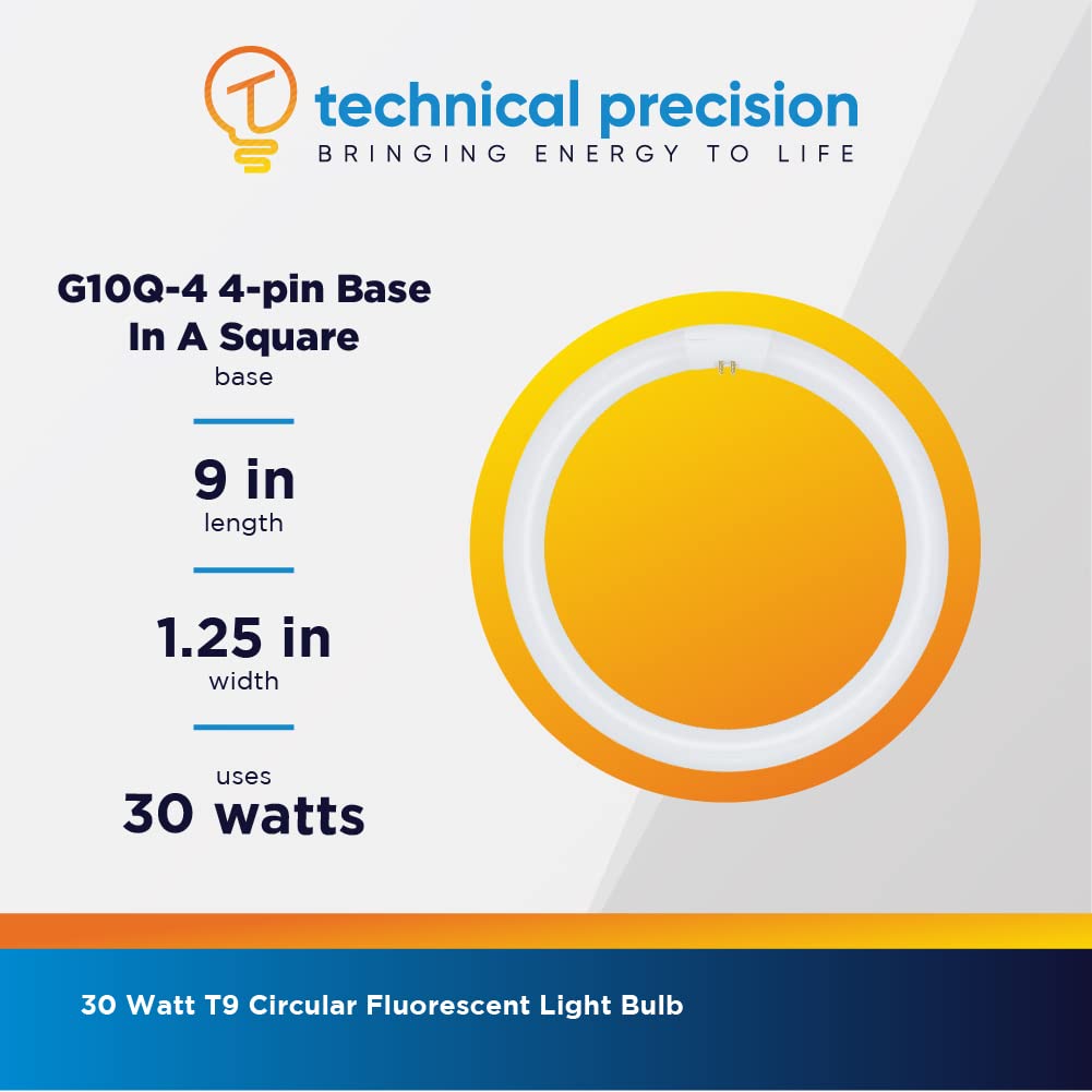 9 Inch Circline Bulb 30W Replacement for Lights of America FCL30EX-l-ll (2630b) Light Bulb by Technical Precision - G10Q-4 4-Pin Base - 3000K - 10000 Hours - 2000 Lumens - 1 Pack