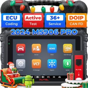 autel maxisys ms906pro scan tool: 2024 newer model of ms906/ ms906bt/ mk906bt car diagnostic scanner, ecu coding, 36+ services, active test, all system, fca access, work with bt506/mv105s/mv108s