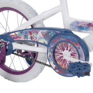 Huffy Frozen 2 16-Inch Kids Toddler Boys and Girls Ages 4-8 Training Wheel Coaster Bike Bicycle with Handlebar Bag and Streamers, Purple