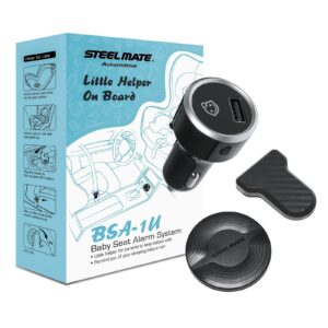 steelmate 1u automotive baby car seat alarm system reminder, backseat baby in car reminder warning w/light & sounds remind when power off/unbuckle, easy installation