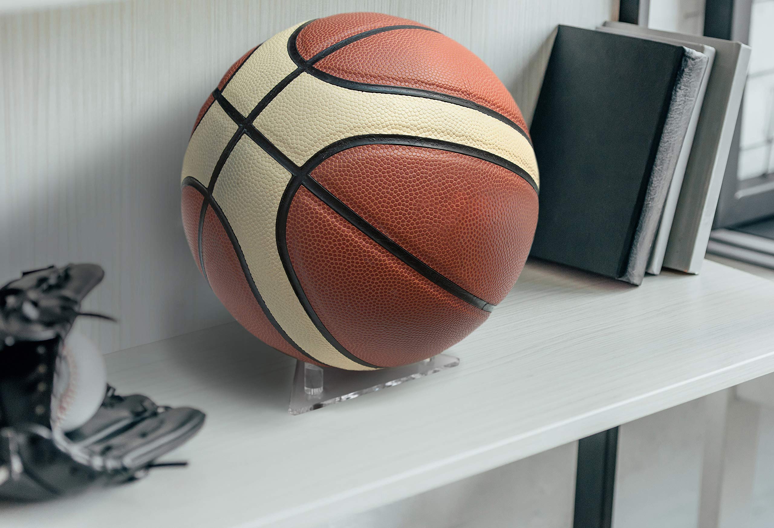 Ball Holder Stand for Footballs Basketballs Volleyballs Soccer Balls - Acrylic Display (Triangular Acrylic)