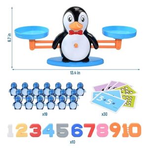 BAKAM Penguin Balance Scale & Number Counting Blocks Games for Kids Ages 3-5, Montessori Math Games for Kids 5-7, Preschool Kindergarten Learning Activities, STEM Educational Toys for 3+ Year Old