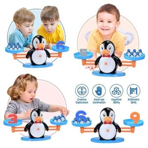 BAKAM Penguin Balance Scale & Number Counting Blocks Games for Kids Ages 3-5, Montessori Math Games for Kids 5-7, Preschool Kindergarten Learning Activities, STEM Educational Toys for 3+ Year Old