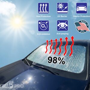 YelloPro Custom Fit Reflective Front Windshield Sunshade Accessories for 2015 2016 2017 2018 2019 2020 2021 2022 2023 2024 Ford Transit Van Wagon Cargo (Made in USA), NOT for E-Transit