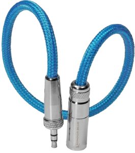 kondor blue 12" mini xlr to 3.5mm trs locking screw plug audio cable for lavalier/lapels, blue