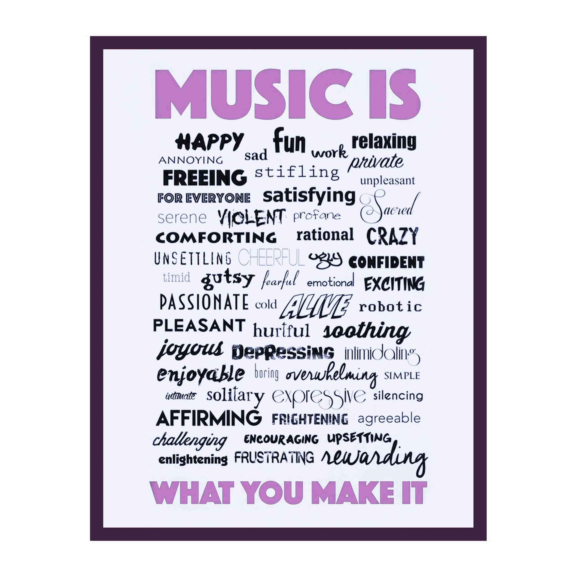 Music Is What You Make It - Inspirational Music Words Wall Art Print - Motivational Wall Art Decor For Home Decor, Office Decor, Studio & School Decor - Great Gift For Music Lovers, Unframed - 11x14"