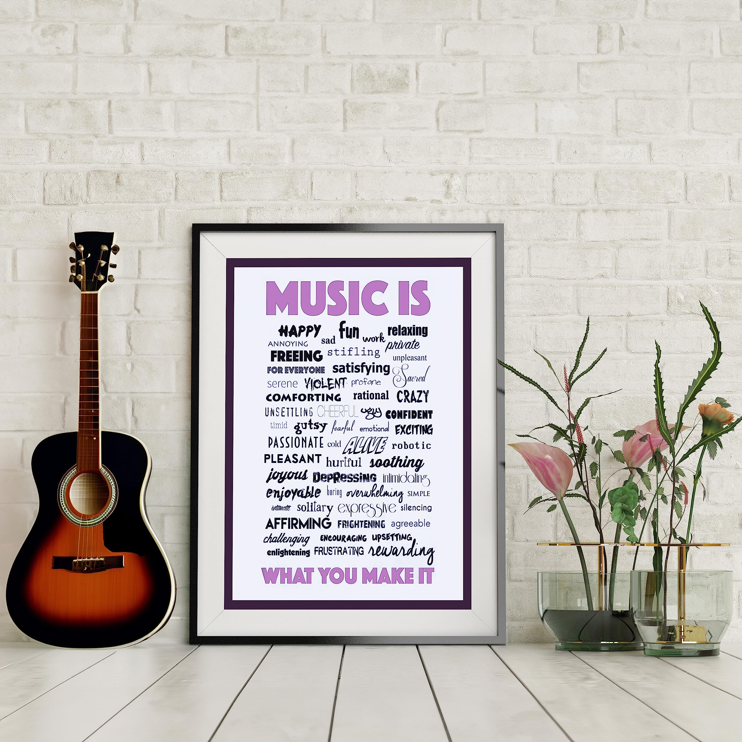 Music Is What You Make It - Inspirational Music Words Wall Art Print - Motivational Wall Art Decor For Home Decor, Office Decor, Studio & School Decor - Great Gift For Music Lovers, Unframed - 11x14"