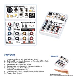 Audio2000'S S7304 USB-Powered Four-Channel Audio Mixer with USB Interface and Sound Effect