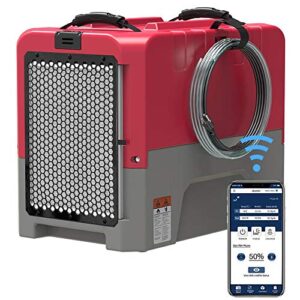 alorair storm lgr extreme smart wifi commercial dehumidifier with pump, 180 ppd at aham, 5 years warranty, cetl listed, memory starting, for damage restoration, crawlspace and basement drying, red