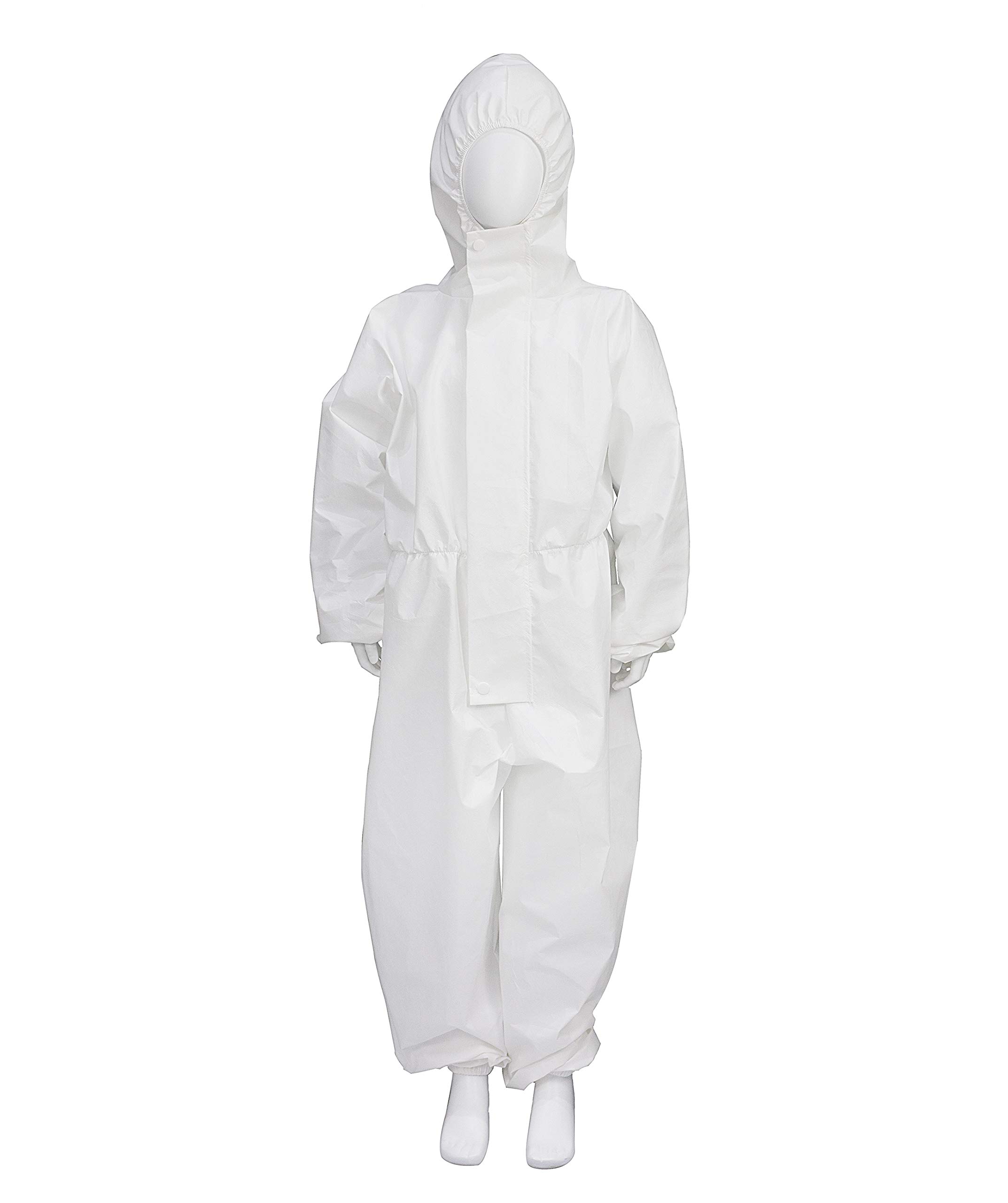 Children Disposable Protective Coverall with Elastic Wrists, Ankles and Hood, Non-Porous Anti-Dust Ventilation Suit for Kids +Protective Shoe Covers，M (110-130cm)