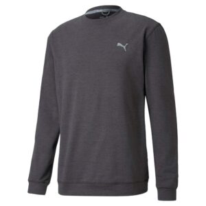 puma mens golf 2020 cloudspun crewneck crew neck sweatshirt, puma black heather, xx-large