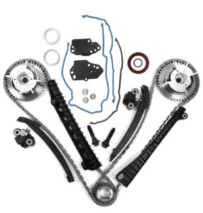 camshaft drive variable camshaft timing kit 3r2z-6a257-da for f'-ord expedition f'150 f250 f350 lincoln mark lt navigator 5.4l 3v triton 2004-2013, with phasers sprockets tensioners guides chains