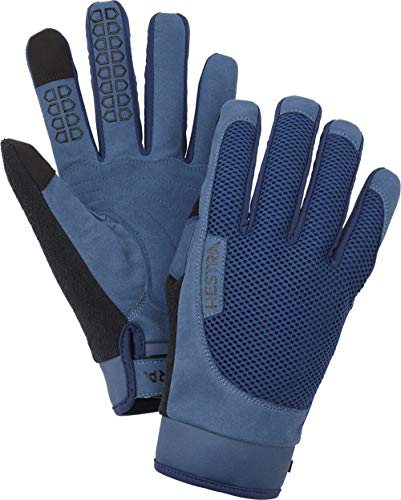 Hestra Long Sr. Breathable Protective Full Finger Bike Glove with Minimalist Padding for Maximum Grip for Men/Women| 5-Finger Lightweight Cycling Glove for Mountain Biking - Medium Blue - 8