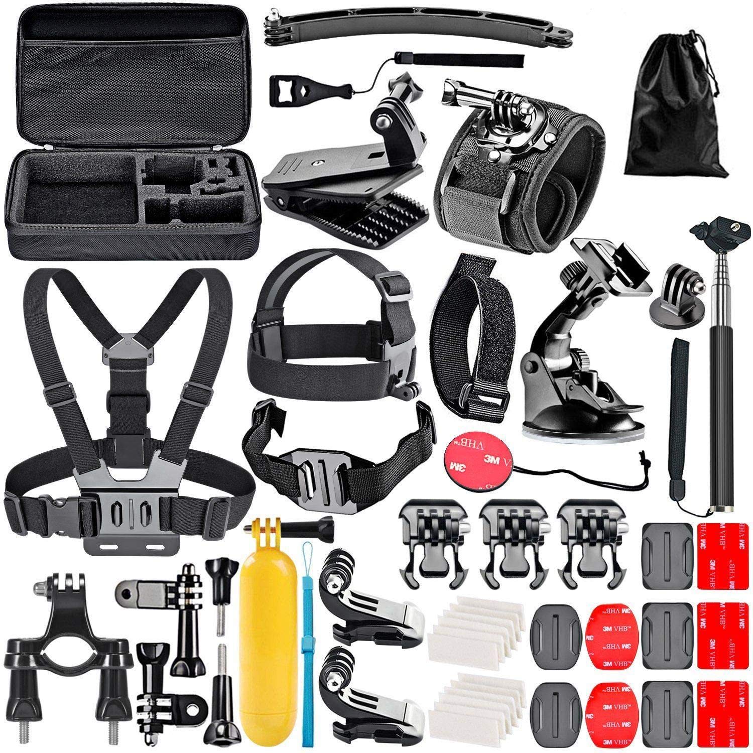 Navitech 50-in-1 Action Camera Accessories Combo Kit with EVA Case - Compatible with The AKASO V50 Pro Native