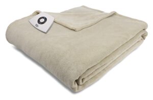 serta | super soft microplush electric warming blanket with 5 heat settings, auto-shut off & overheat protection, queen, sand