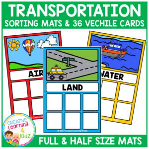 transportation sorting mats + cards