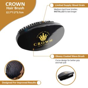 11 in 1 Deluxe Wave Kit - 3 Silky Durags for Men, Medium Hard Wave Brush, Crown Soft Bristle Brush Beard, Wood & Plastic Wave Comb, Spray Bottle, 2 Silky Stocking Wave Cap, Crown Mirror, Hair Care Kit