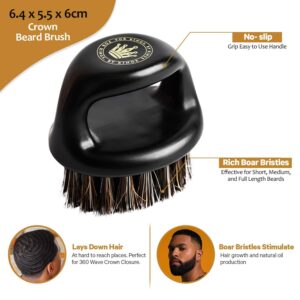 11 in 1 Deluxe Wave Kit - 3 Silky Durags for Men, Medium Hard Wave Brush, Crown Soft Bristle Brush Beard, Wood & Plastic Wave Comb, Spray Bottle, 2 Silky Stocking Wave Cap, Crown Mirror, Hair Care Kit