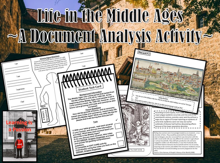 World History: Life in the Middle Ages ~A Document Analysis~ | Distance Learning