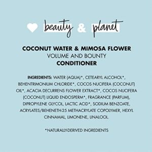 Love Beauty and Planet Volume and Bounty Thickening Conditioner Coconut Water and Mimosa Flower Hair Thickener for Fine Hair Silicone-Free, Vegan, Volume Hair Products 32.3 oz