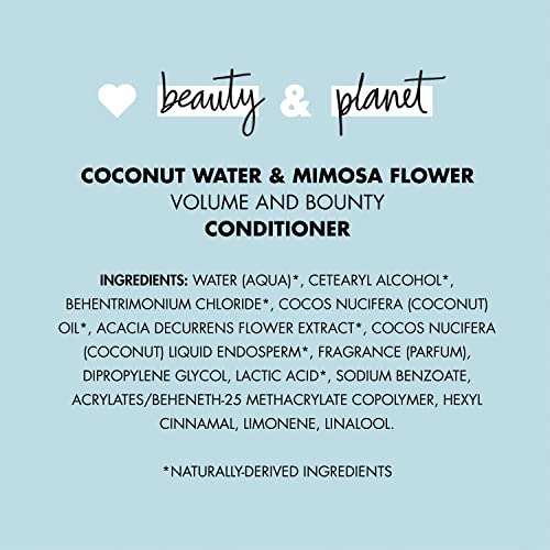 Love Beauty and Planet Volume and Bounty Thickening Conditioner Coconut Water and Mimosa Flower Hair Thickener for Fine Hair Silicone-Free, Vegan, Volume Hair Products 32.3 oz