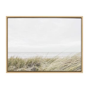 kate and laurel sylvie east beach framed canvas wall art by amy peterson, 23x33 natural, chic coastal art for wall