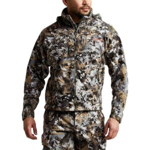 SITKA Men's Standard Stratus Windstopper Water Repellent Ultra-Quiet Fleece Hunting Jacket with Removable Hood, Elevated II, X-Large