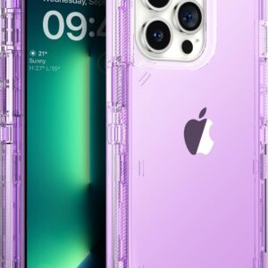 ORIbox for iPhone 13 Pro Max/12 Pro Max Case Purple, [10 FT Military Grade Drop Protection], Transparent Heavy Duty Shockproof Anti-Fall Case for iPhone 13/12 Pro Max,6.7 inch,3 in 1, Crystal Purple