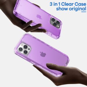 ORIbox for iPhone 13 Pro Max/12 Pro Max Case Purple, [10 FT Military Grade Drop Protection], Transparent Heavy Duty Shockproof Anti-Fall Case for iPhone 13/12 Pro Max,6.7 inch,3 in 1, Crystal Purple