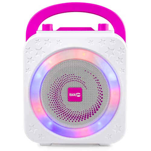 RockJam 10 Watt Rechargeable Bluetooth Karaoke Machine with Two Mics, Pink