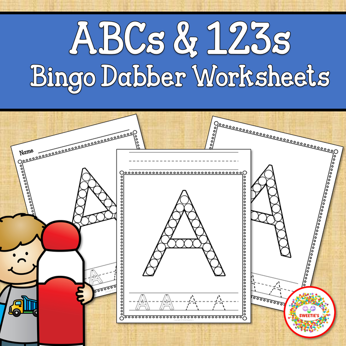 Alphabet and Number Worksheets Bingo Dabber (A to Z, a to z, and 1 to 10)