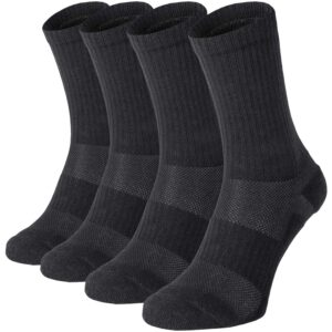 281z military cotton micro crew boot socks - cushioned sole - moisture wicking - odor resistant - hiking trekking outdoor (black small 4 pairs pack)