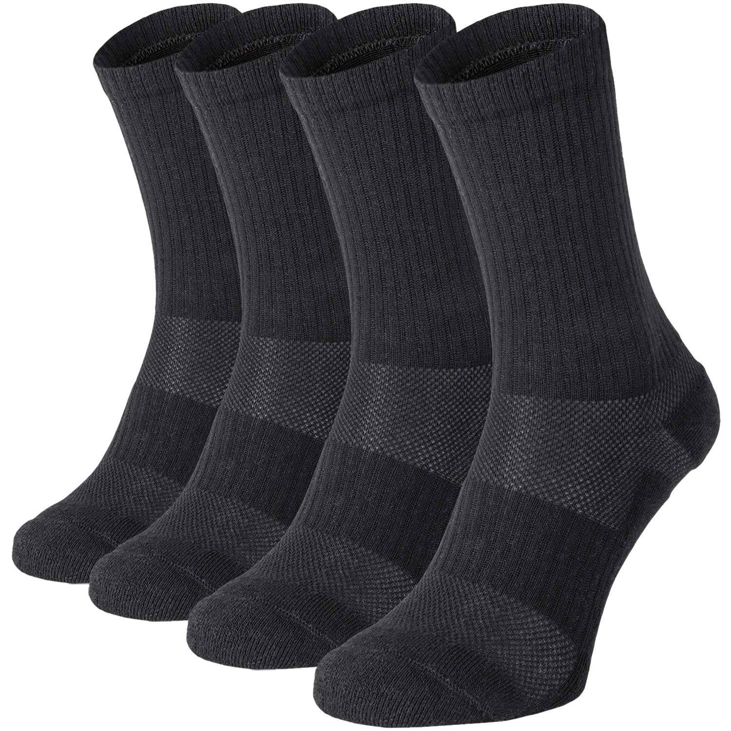 281Z Military Cotton Micro Crew Boot Socks - Cushioned Sole - Moisture Wicking - Odor Resistant - Hiking Trekking Outdoor (Black Small 4 Pairs Pack)