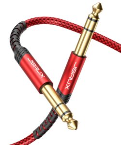 jsaux 1/4 inch cable guitar cable 10ft, instrument cable 6.35mm (1/4) trs to 6.35mm (1/4) trs stereo audio cable male to male straight-to-straight for electric guitar, bass, mandolin - red 3m