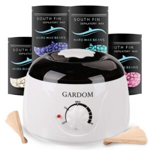 waxing kit,gardom wax warmer hair removal home waxing with 4 bag hard wax beans for full body, legs, face, eyebrows, bikini