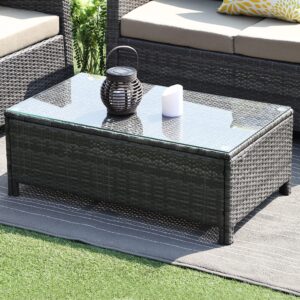 Solaste 4 Piece Outdoor Furniture Sets,Patio Conversation Sofa Wicker Chair with Cushion,All-Weather Rattan Sofa for Porch Backyard Outside Garden Lawn Yard,Grey