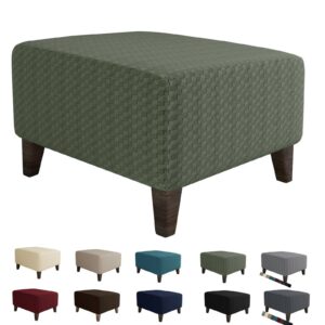 maxijin newest jacquard ottoman slipcovers folding storage stool furniture protector cover soft thick rectangle foot rest slipcover with elastic bottom (ottoman x-large, army green)