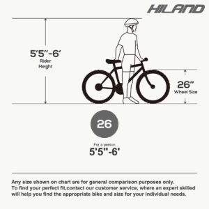 HH HILAND Full Suspension Mens Mountain Bike, 21 Speed, 26 Inch Wheel, Dual Disc Brake Bike for Men Womens Adult Bicycle