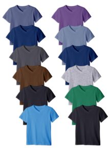 andrew scott boys' 12 pack v neck t shirt/cotton color undershirts - bonus pack of 12 (12 pack-multi color, large 14-16)