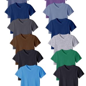 Andrew Scott Boys' 12 Pack V Neck T Shirt/Cotton Color Undershirts - Bonus Pack of 12 (12 Pack-Multi Color, Large 14-16)