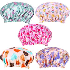 5 pieces kids satin bonnets adjustable sleeping caps reversible satin night hats soft colorful satin cap for toddler child teens