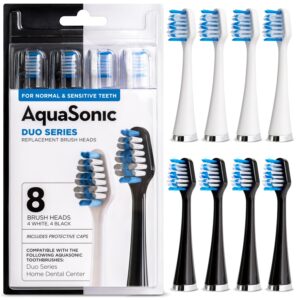 aquasonic duo series replacement brush heads | for normal & sensitive teeth | compatible with duo series & home dental center toothbrush handles | not compatible with duo series pro